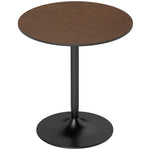 Table à manger ronde 70 cm pour 2 personnes avec plateau en placage de bois massif et piétement en acier marron
