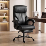 Chaise Bureau Ergonomique Inclinable, Fauteuil de Bureau en PU, Accoudoirs Synchronisés, Hauteur Réglable, Noir