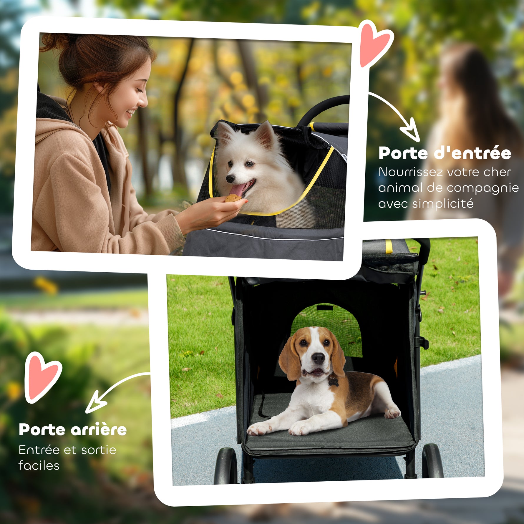 Poussette chien chariot pour chat 4 roues pliage en un clic laisse de sécurité charge 30 kg 112 x 67 x 100 cm gris foncé