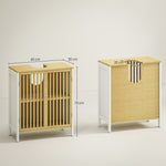 Meuble sous vasque 2 portes avec étagère réglable armoire de rangement pour lavabo 60 x 30 x 70 cm MDF et bambou