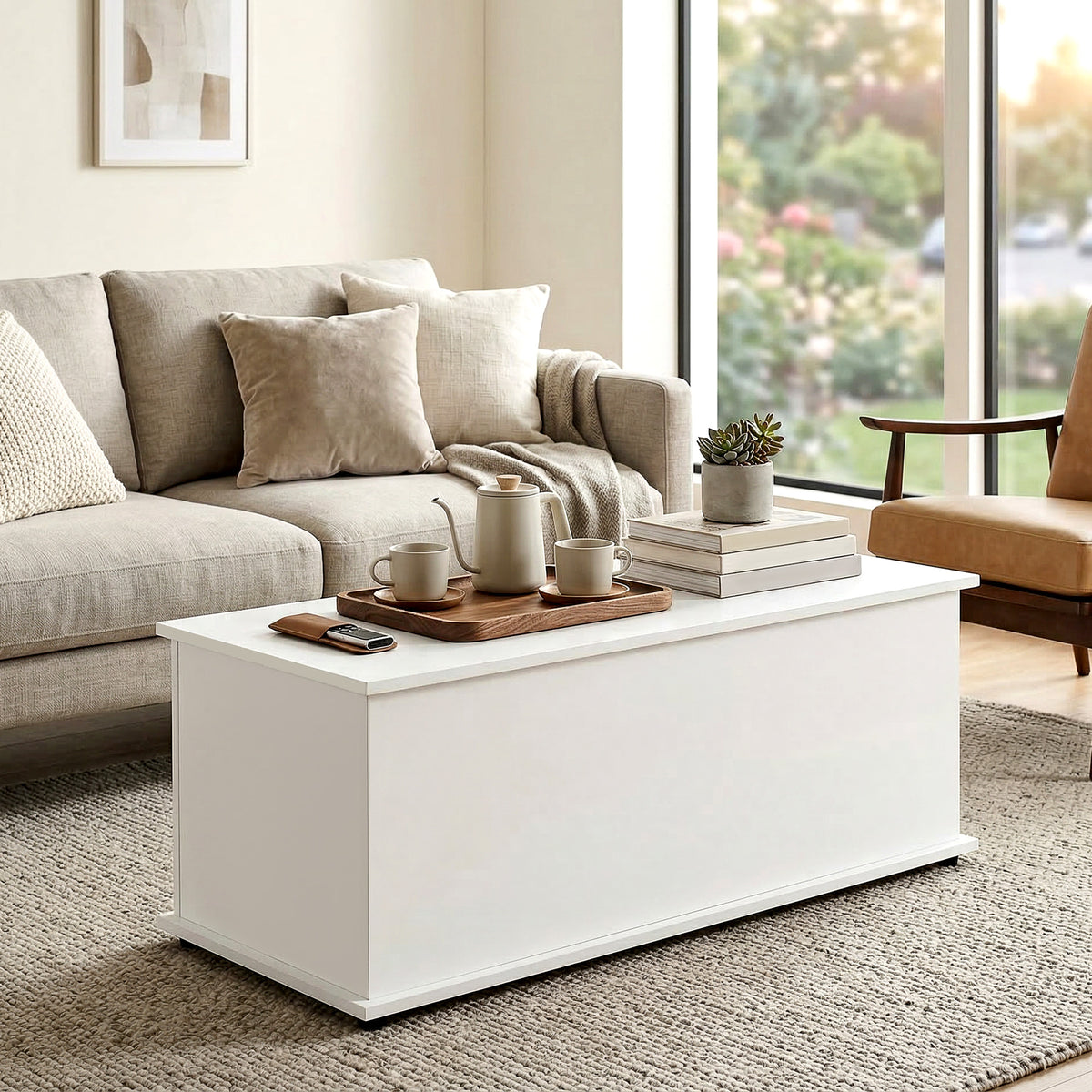 Storage chest, storage bench with flip-top lid and safety hinges, shoe bench, entryway furniture, hallway, bedroom, living room, 100 x 40 x 40 cm, white