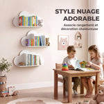 Set di 3 mensole portalibri da parete per bambini, a forma di nuvola, libreria per bambini 3-8 anni, bianco