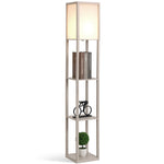 Lampadaire étagère 26L x 26l x 160H cm 3 étagères 4 Niveaux MDF chêne