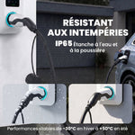 Câble de Recharge Voiture Électrique Type 2 22kw Triphasé Mode 3 Rallonge Cable Recharge Rapide 5m Assuré par PICC Noir