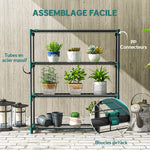 2er-Set Pflanzenregale mit 4 Ebenen für Innen und Außen, Metallhalter für Pflanzen, 90 x 28 x 104 cm, Grün