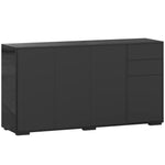 Buffet meuble de rangement 2 tiroirs coulissants 4 portes étagère réglable panneaux de particules 140 x 36 x 74 cm noir