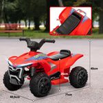 Elektrisches Kinder-Quad 6V Elektroauto für Kinder, Geschwindigkeit 2,5 km/h, für Kinder von 18-36 Monaten, 71 x 40,5 x 45 cm, Rot
