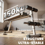 Banc de Musculation Multifonction, Banc Plat Réglable avec Siège à 3 Niveaux, 141 x 52 x 54-71 cm, Bleu et Blanc