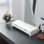 Rehausseur écran PC bureau support d'écran d'ordinateur de 60-116 cm avec 2 tiroirs, longueur et angle réglables