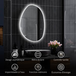 Miroir salle de bain avec éclairage LED 80 x 60 cm, miroir lumineux mural avec antibuée, mémoire, IP44, argenté