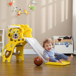 Toboggan pour enfants intérieur extérieur avec panier de basket pour les enfants de 18 à 36 mois, jaune, gris