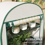 Serre de jardin serre de balcon résistante aux UV porte enroulable 4 étagères couverture en PE 80 x 49 x 160 cm blanc