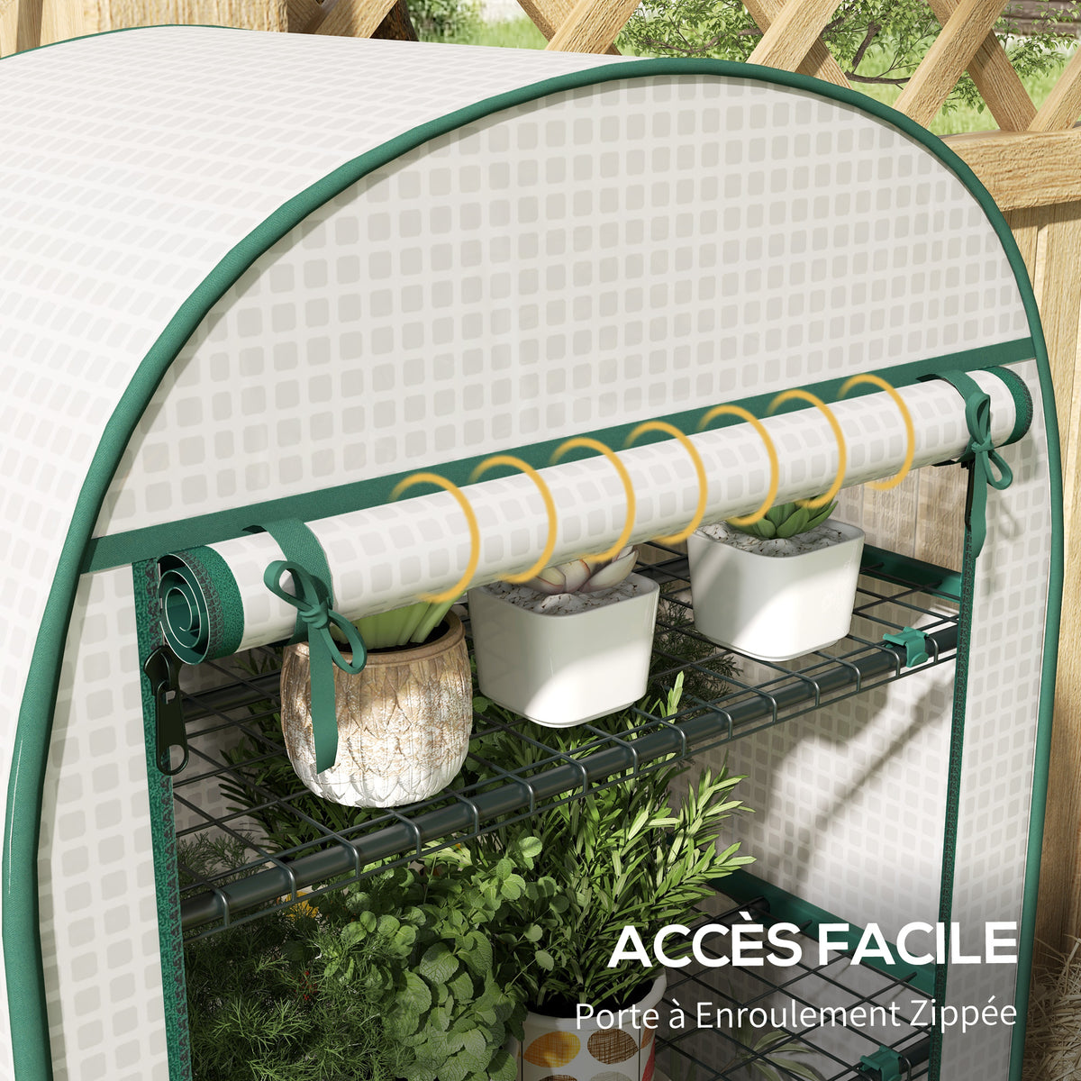 Serre de jardin serre de balcon résistante aux UV porte enroulable 4 étagères couverture en PE 80 x 49 x 160 cm blanc
