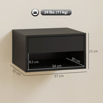 Lot de 2 tables de chevet murales, tables de nuit, tiroir, compartiment ouvert, plateau, 37 x 32 x 21 cm, noir