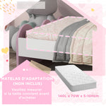 Kinderbett für Kinder von 3 bis 6 Jahren, 143 x 74 x 66 cm, Regenbogen-Design, inklusive Lattenrost, modernes Kinderzimmer, Rosa