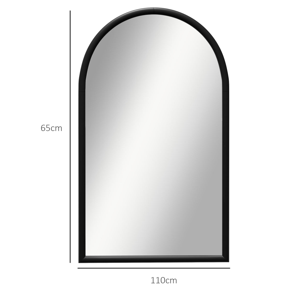 Miroir mural arche, 110 x 65 cm Cadre en bois, Miroir arqué pour le salon, la chambre, l'entrée, noir