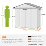 Abri de jardin en métal grand espace de rangement extérieur avec portes coulissantes 194 x 107 x 191 cm gris foncé