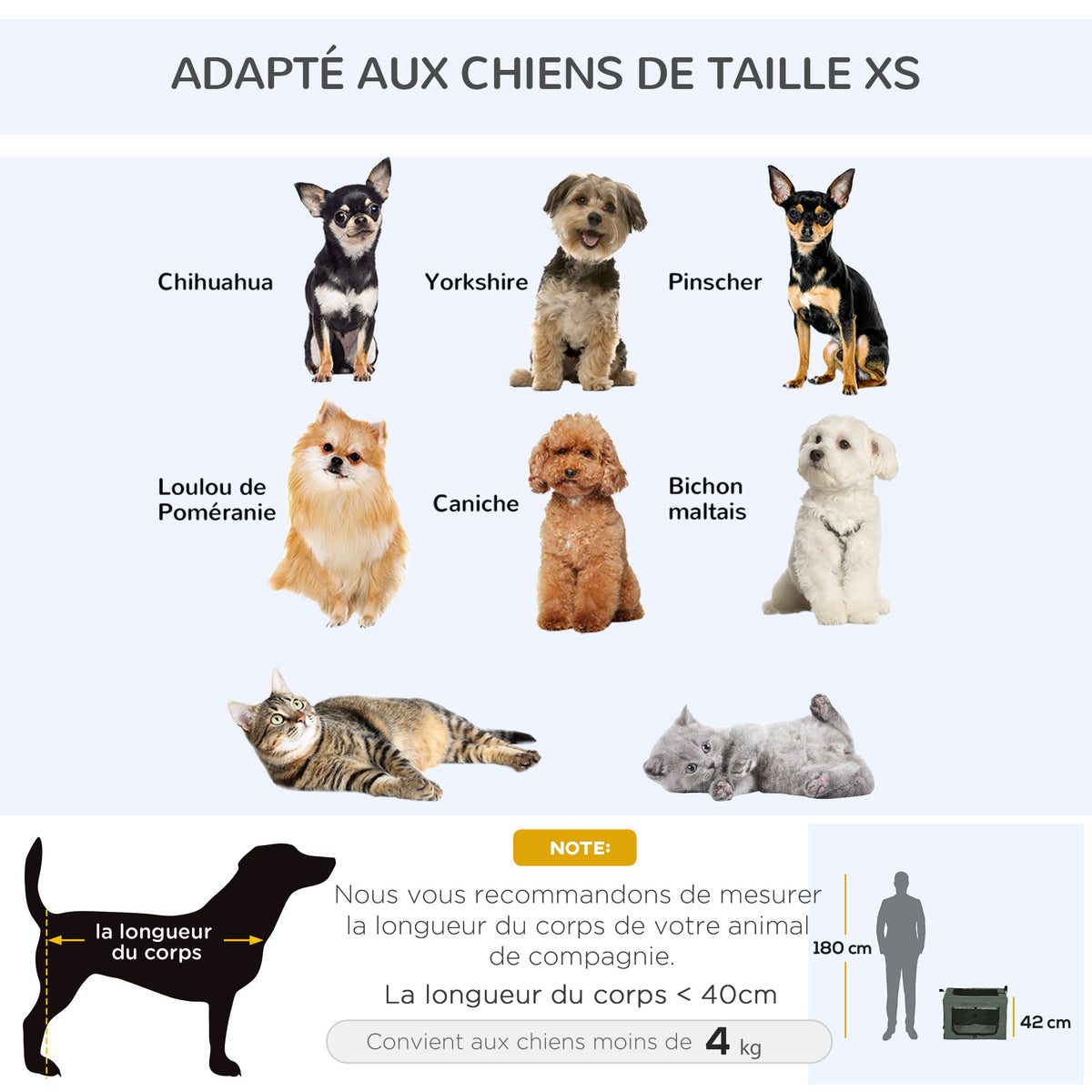 Borsa da trasporto pieghevole per animali domestici con maniglia in tessuto a rete 60 x 42 x 42 cm grigio nero