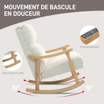 Fauteuil à bascule, rocking chair en velours teddy avec assise rembourré, dossier ergonomique, 65 x 90 x 98 cm, crème