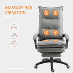 Fauteuil de bureau massant ergonomique, chaise de bureau avec dossier inclinable, hauteur réglable