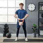 Kettlebell 8 kg, haltère avec poignée ergonomique, haltère à boule, musculation, entraînement, 20 x 14 x 24 cm, orange
