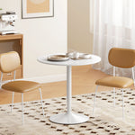 Tavolo da pranzo rotondo per 2 persone, tavolo da cucina in stile moderno con base in acciaio, Ø 80 x 75 cm, bianco