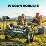 Chariot de Jardin Pliable 130L avec Roues, Remorque Robuste avec Freins, Poignée Réglable, vert