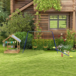 Balançoire à bascule pour enfant 3 à 8 ans trébuchet rotatif 360° pied 4 tiges poignée 184 x 76 x 71 cm, multicolore