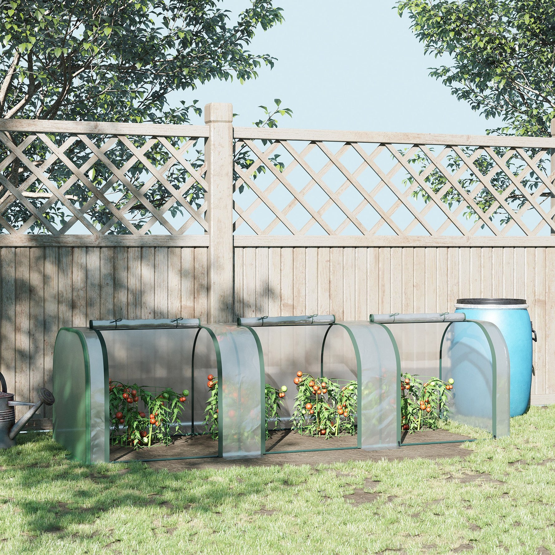 Mini Serre de Jardin Serre à tomates 3L x 1l x 0,8H m Acier PVC 140 g/m² Anti-UV 3 fenêtres Vert et Transparent