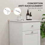 Meuble de salle de bain avec panier à linge, meuble de rangement avec tiroir - 40L x 38l x 90,5H cm - blanc