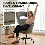Sedia da ufficio ergonomica in ciniglia, altezza regolabile, braccioli integrati, girevole a 360°, 59x60x79-89 cm, verde scuro