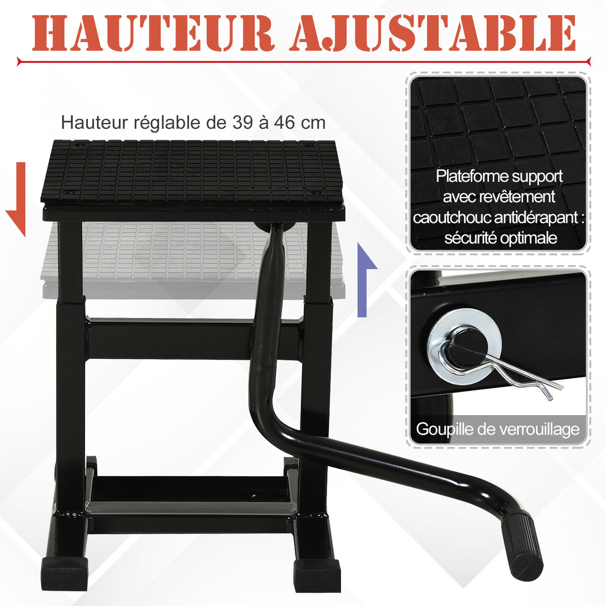 Support universel de moto réglable cric hydraulique lève moto béquille d'atelier stand moto tout-terrain moto cross supermotard noir