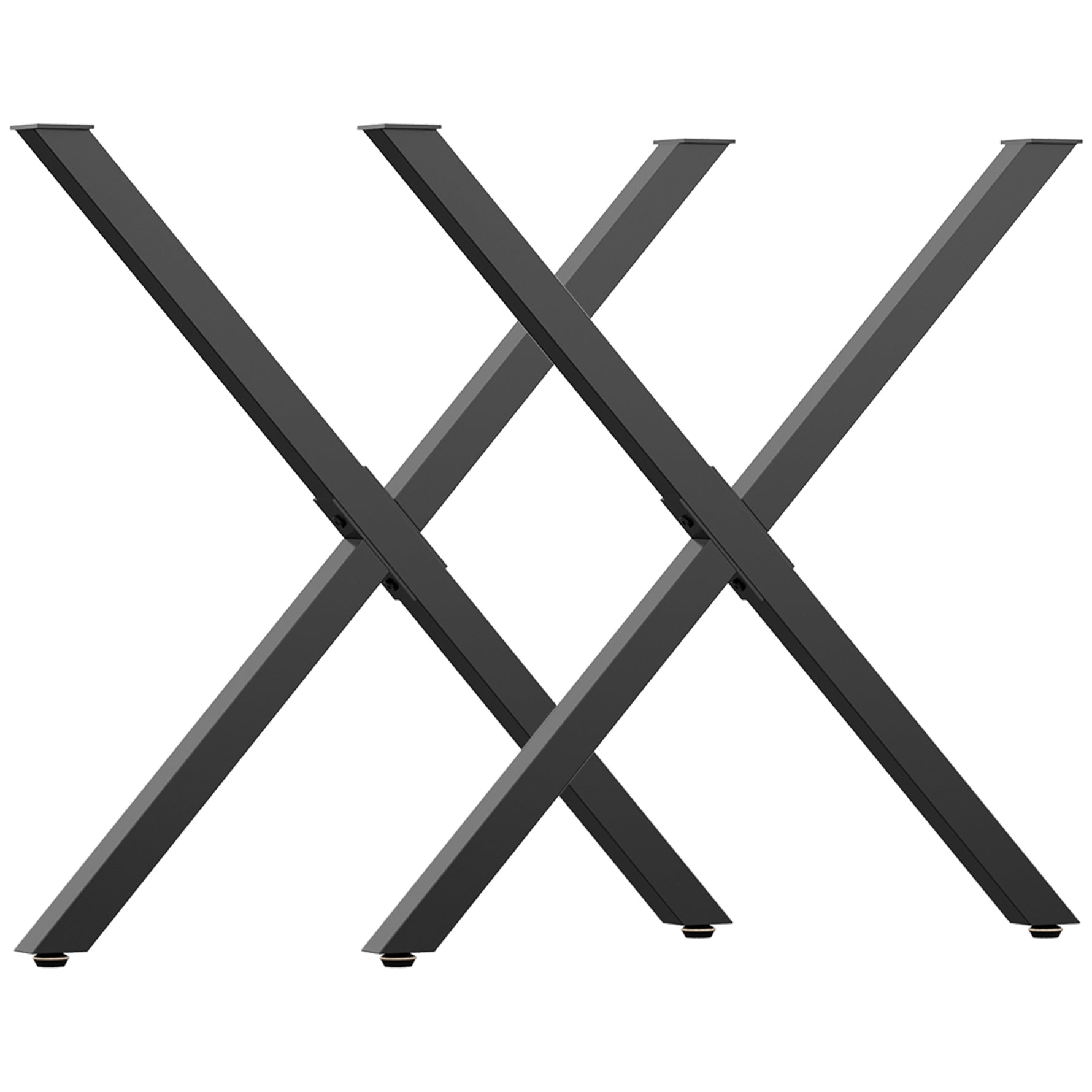Lot de 2 pieds de table en forme en croix 70 x 72 cm design industriel pour table basse table de chevet noir