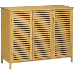 Meuble à chaussures armoire à chaussures style naturel - 2 placards avec 8 étagères - en bambou bois naturel