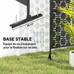 Panneau brise vue décoratif paravent extérieur à motif géométrique ajouré en métal - 122 x 45 x 198 cm, noir