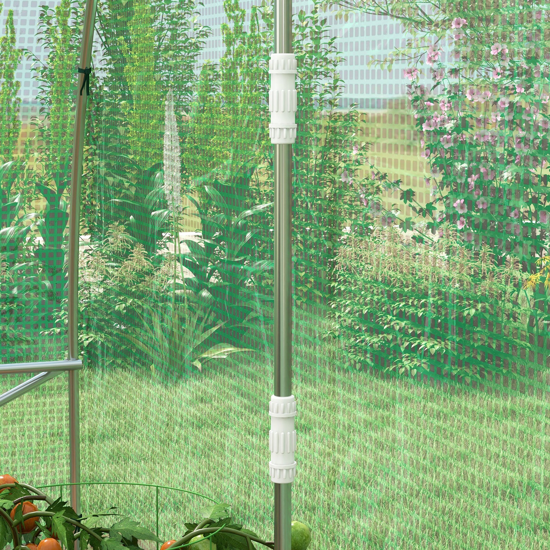 Serre de Jardin Tunnel 6 m² avec système d'arrosage intégré, 3L x 2l m 6 fenêtres Porte enroulable Vert