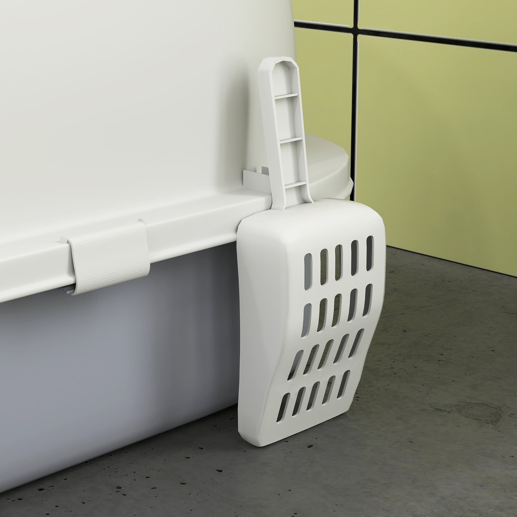 Maison de toilette pour chat bac à litière fermé chat poignée de transport porte translucide 40,5 x 52 x 39 cm gris