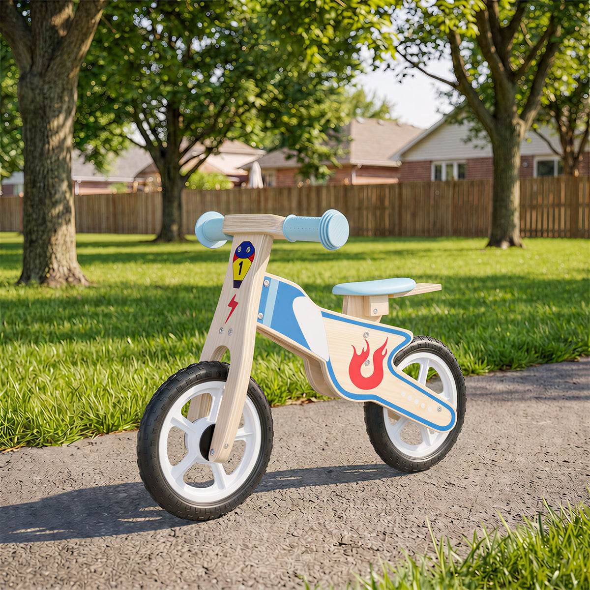 Draisienne Enfants Vélo Bébé sans Pédales avec Selle Réglable en PU, pour 3-5 Ans Jusqu'à 50 kg, Bois Naturel