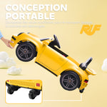 Voiture électrique enfants, véhicule électrique 12V, télécommande 2,4G, phares, musique, klaxon, 103 x 55 x 44 cm, jaune