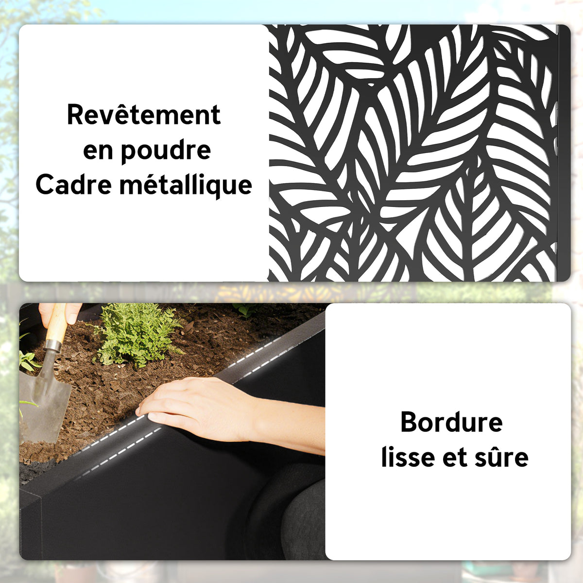 Jardinière avec treillis, bac à fleurs, avec brise-vue, pour plantes grimpantes, métal, 45 x 21,5 x 110 cm, noir-5