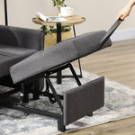Fauteuil convertible 1 place 3 en 1 dossier réglable en 3 positions oreiller inclus 2 poches latérales 69x82x85cm gris