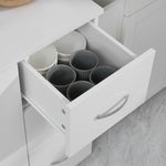 Armoire de cuisine multi-rangements 4 portes 3 tiroirs étagère + grand plateau 89L x 39,5l x 168H cm blanc