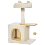 Arbre à Chat 72 cm, Perchoir Doux, Plateforme en Forme de Poisson, Niche en Peluche, Poteaux en Sisal, Balle, Beige