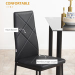 Lot de 4 chaises de salle à manger avec dossier haut, revêtement synthétique et pieds en acier, noir
