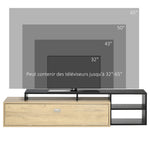 Meuble TV banc TV jusqu'à 65 pouces avec étagère amovible style contemporain porte basculante pour salon chambre