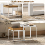 Set van 2 vierkante uitschuifbare salontafels, nesteltafels met stalen frame, moderne stijl, wit