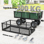 Gartenwagen 300 kg, Bollerwagen mit abnehmbarer Plane und 180° drehbarem Griff, klappbare Seitenteile, Grün