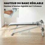 Banc de Musculation Multifonction, Banc Plat Réglable avec Siège à 3 Niveaux, 141 x 52 x 54-71 cm, Bleu et Blanc