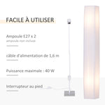 Lampadaire Lampe sur Pied de Salon Style Moderne Lampadaire sur Pied avec Interrupteur Acier Blanc