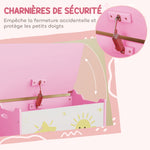 Coffre à jouets avec couvercle, coffre de rangement enfant avec charnières de sécurité, 60 x 37 x 39 cm, rose